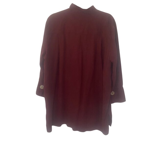 John Mark Oversized Shirt Womens XL red 3/4 sleeve Pullover Boho Travel Casual - Picture 6 of 16